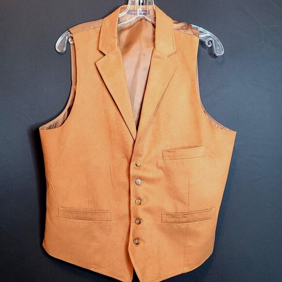 Vintage Waistcoat Vest Alan Fusser Faux Suede Brown India Med - Picture 1 of 9